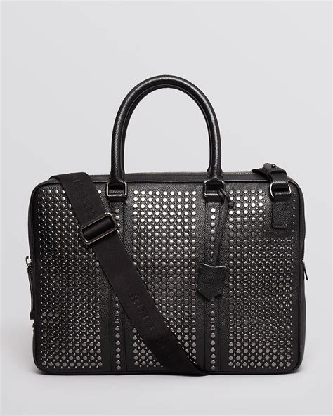 Burberry Newburg Studded Leather Slim Briefcase Men